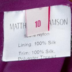 Pre Owned Matthew Williamson Purple Floral Embroidered Aplique Lace Dress M