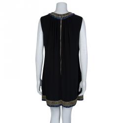 مملوكة مسبقًا Matthew Williamson Black Silk Embellished Sleeveless Dress L