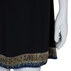 مملوكة مسبقًا Matthew Williamson Black Silk Embellished Sleeveless Dress L