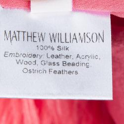 Matthew Williamson Pink Silk Feather and Bead Embellished  Sleeveless Cocktail Dress S