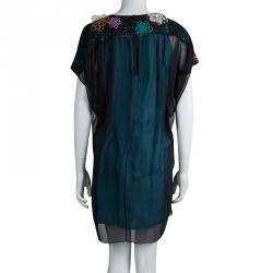Pre Owned Matthew Williamson Black Silk Embellished Yoke Detail Dress M