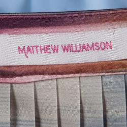 Pre Owned بلوزة ماثيو وليامسن ساتان مخططة متعددة الألوان بحزام أكمام طويلة S