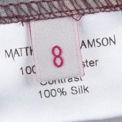 Pre Owned بلوزة ماثيو وليامسن ساتان مخططة متعددة الألوان بحزام أكمام طويلة S