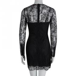 Matthew Williamson Black Embellished Overlay Lace Dress S