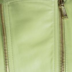 Matthew Williamson Light Green Ball Embellished Leather Vest S