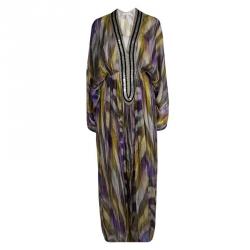 Matthew Williamson Multicolor Printed Silk Embellished Gathered Kaftan S