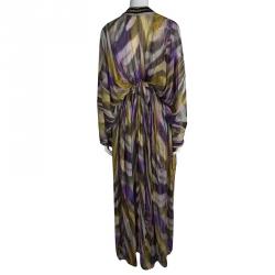 Matthew Williamson Multicolor Printed Silk Embellished Gathered Kaftan S