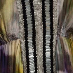 Matthew Williamson Multicolor Printed Silk Embellished Gathered Kaftan S
