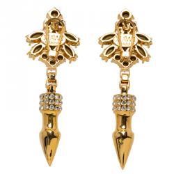 Mawi Crystals Rose Gold Plated Pave Spikes Dangle Earrings