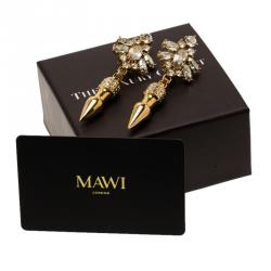 Mawi Crystals Rose Gold Plated Pave Spikes Dangle Earrings