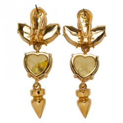 Mawi Yellow Blue Crystal Embellished Rose Gold Plated Spike Dangle Earrings