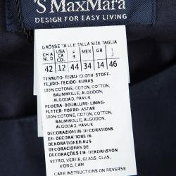 Pre Owned 'S Max Mara Navy Blue Cotton Embellished Waist Detail Sleeveless Maxi Dress L