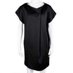 Pre Owned Max Mara Black Overlap Short Sleeve Dress M