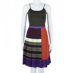 Pre Owned Max Mara Colorblock Knee Length Skirt L