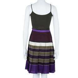 Pre Owned Max Mara Colorblock Knee Length Skirt L