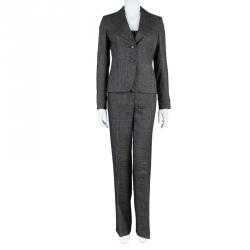 Pre Owned Max Mara Black Tweed Pant Suit S