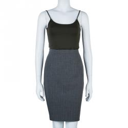Pre Owned Max Mara Grey Pinstripe Pencil Skirt S