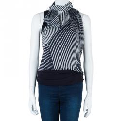 Max Mara Monochrome Print Draped Top M