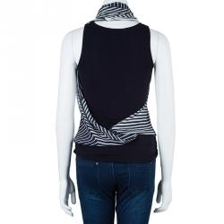 Max Mara Monochrome Print Draped Top M