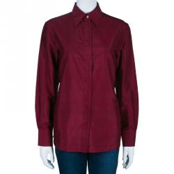 Pre Owned Max Mara Plum Button Down Silk Shirt M