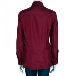 Pre Owned Max Mara Plum Button Down Silk Shirt M