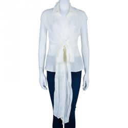 Pre Owned Max Mara White Tie Front Top M
