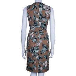 Pre Owned Max Mara Studio Beige Pinne Floral Shift Dress S