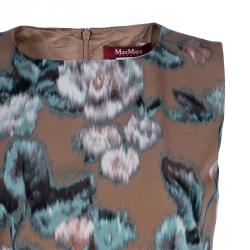 Pre Owned Max Mara Studio Beige Pinne Floral Shift Dress S