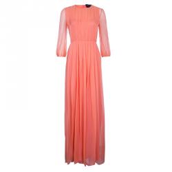 Pre Owned Max Mara Salmon Pink Chiffon Dress XS