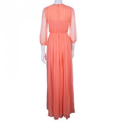 Pre Owned Max Mara Salmon Pink Chiffon Dress XS