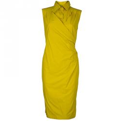 Max Mara Yellow Pleated Dress M
