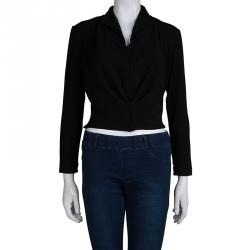 Pre Owned Max Mara Black Knit Long Sleeve Crop Top S