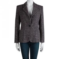Max Mara Multicolor Textured Wool Blazer S