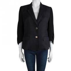 Pre Owned Max Mara Black Contrast Sleeve Detail Blazer L