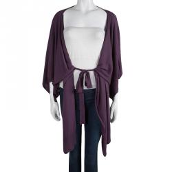 Pre Owned Max Mara Purple Cashmere High Low Tie Detail Cardigan M