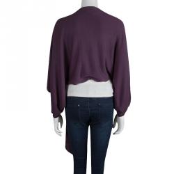 Pre Owned Max Mara Purple Cashmere High Low Tie Detail Cardigan M
