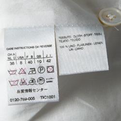 Pre Owned Max Mara Off White Linen Button Front Sleeveless Jacket M