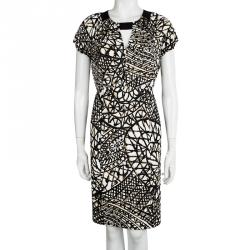 Pre Owned Max Mara Multicolor Printed Jersey Short Sleeve Dress M