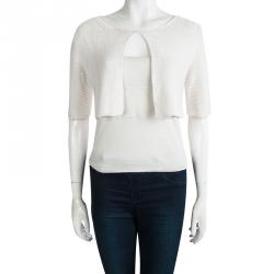 Pre Owned Max Mara Cream Chunky Knit Shrug M
