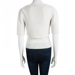 Pre Owned Max Mara Cream Chunky Knit Shrug M