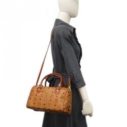 MCM  Brown Conyac Visetos Boston Bag 