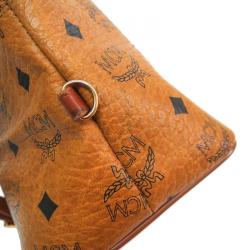 Pre Owned MCM Cognac Visetos Coated Canvas Medium Heritage Bowler Top handle Bag