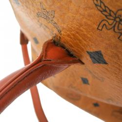 Pre Owned MCM Cognac Visetos Coated Canvas Medium Heritage Bowler Top handle Bag