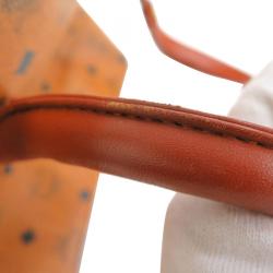 Pre Owned MCM Cognac Visetos Coated Canvas Medium Heritage Bowler Top handle Bag