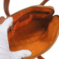 Pre Owned MCM Cognac Visetos Coated Canvas Medium Heritage Bowler Top handle Bag