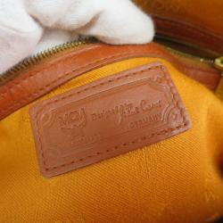 Pre Owned MCM Cognac Visetos Coated Canvas Medium Heritage Bowler Top handle Bag