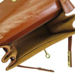 Pre Owned MCM Cognac Visetos Coated Canvas Heritage Top Handle Bag