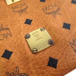 Pre Owned MCM Cognac Visetos Coated Canvas Heritage Top Handle Bag