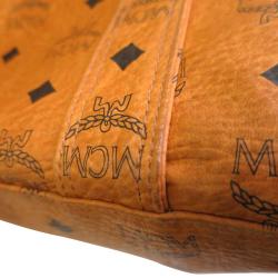 Pre Owned MCM Cognac Visetos Coated Canvas Medium Heritage Top Zip Shopper Tote