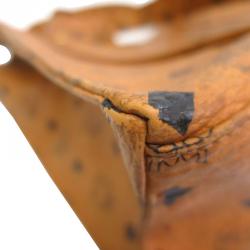 Pre Owned MCM Cognac Visetos Coated Canvas Medium Heritage Top Zip Shopper Tote